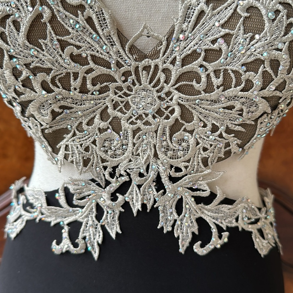 Stunning LaFemme Black & Silver Prom Dress - Picture 6 of 17